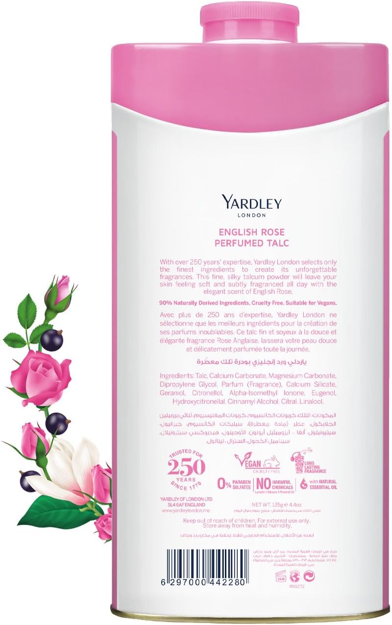 Yardley بودرة الجسم المعطرة من ياردلي لندن - روز إنجليزي - 125 جرام - Image 2
